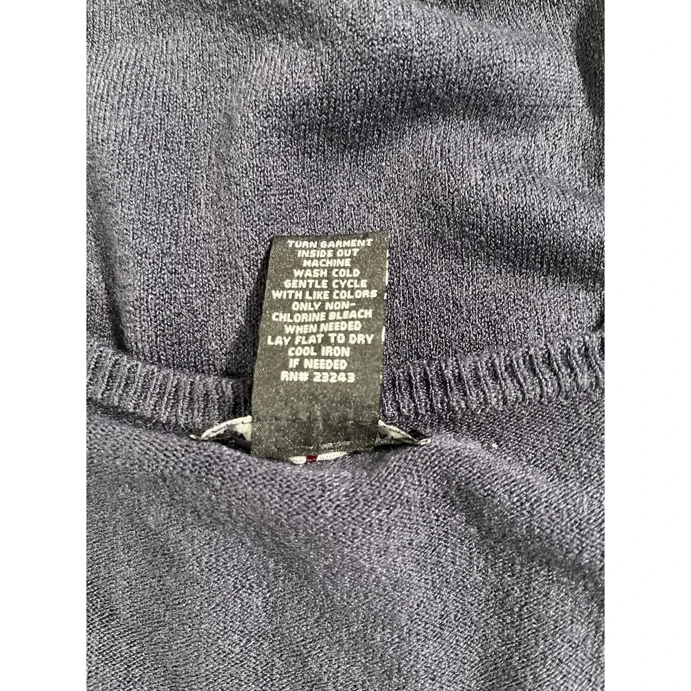 New York & Company V-Neck Sweater Womens Large Blue Long Sleeve Knit Top Casuals